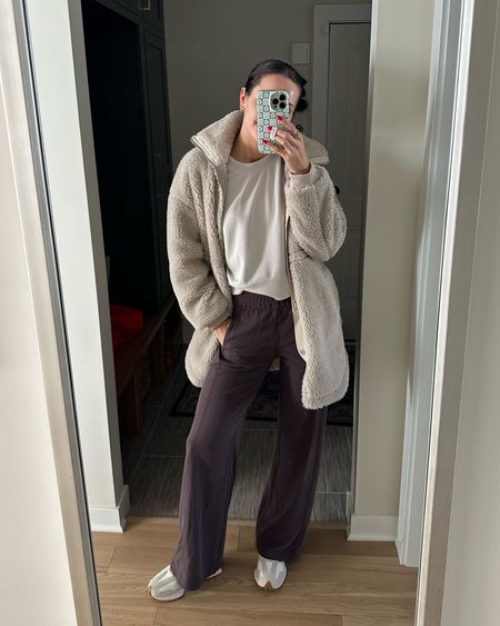 Comfy winter errands outfit ❄️

Varley Sherpa jacket just restocked! Prob my most worn throw on and go jacket this season. Wearing a S, has a relaxed fit. 

Softstreme pullover: size 6 (have had this a couple of years and have had no issues with stains, even in this light color!) 
Softstreme ribbed pants: reg length, size 6
Sneakers: true to size 

#LTKSeasonal #LTKstyletip #LTKtravel