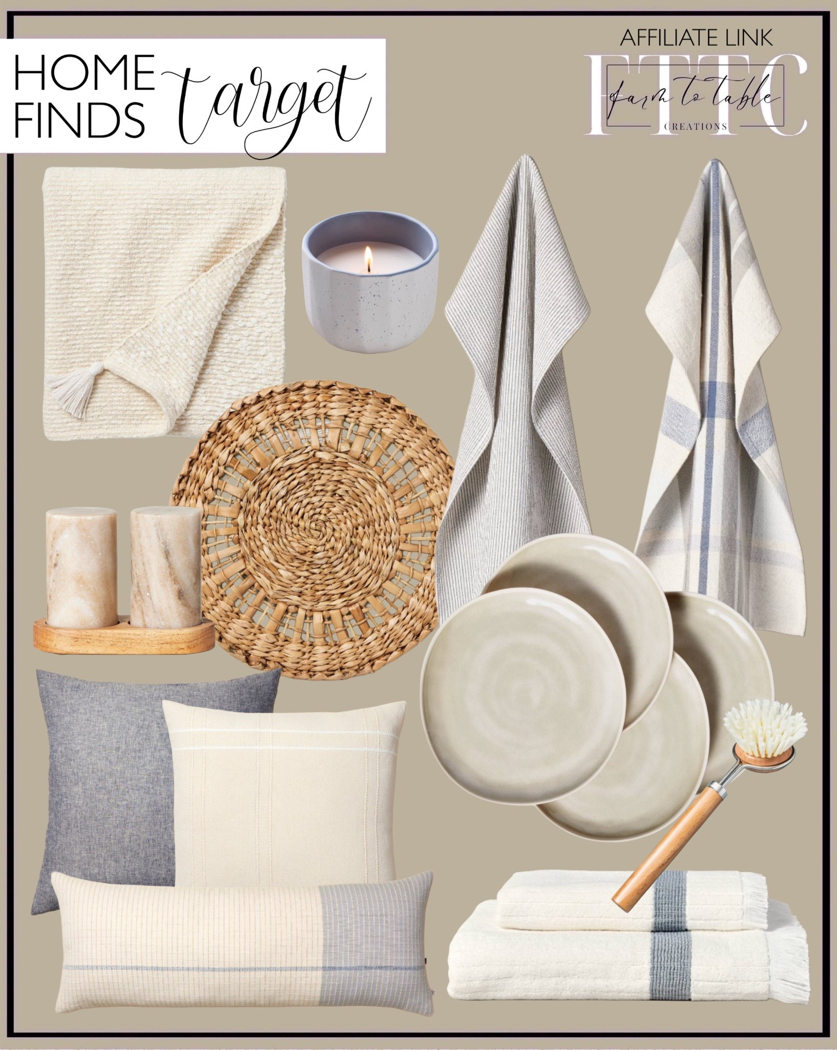 Target Home Finds. Follow @farmtotablecreations on Instagram for more inspiration.

Throw Pillows. Textured Throw Blanket. Kitchen Towels. Flour Sacks. Melamine Dinner Plates. Woven Charger Placemat. Dish Brush. Salt & Pepper Shakers. 

Kitchen Decor | Counter Decor | Spring Refresh |  Bedroom Finds | Neutral Stems | Spring Stems | Bookshelf Decor | Bedroom Space | Cozy Corner | Bathroom | Curated Entryway | Spring  Decor | End of Year Clearance | Trending Decor | Viral Decor | Amazon Holiday | Bedroom corner | Coffee Table Decor | Neutral Decor | Fall Stem Sale | Target Finds | Skinny Bench | Bedroom | Living Room | Breakfast Nook | Amazon Home | Target Sale | Loloi Rugs | Magnolia Home | console table | console table styling | faux stems | entryway space | front porch decor | neutral decor | entryway decor | cozy home | affordable decor |  home decor | home inspiration | console styling | entryway rug | cozy moody home | moody home decor | neutral home | bathroom decor | living room | spring decor | Hearth & Hand | Studio McGee



#LTKHome #LTKStyleTip #LTKFindsUnder50
