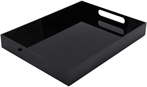 WUWEOT Black Acrylic Serving Tray, 15.8" x 12" Spill Proof Rectangle Breakfast Tray, Decorative T... | Amazon (US)