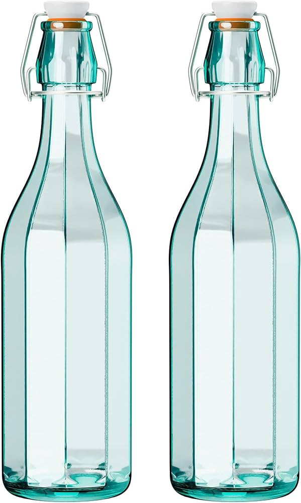 Amici Home Faceted Hermetic Glass Bottles | Eco-Friendly Swing Top Glass Bottles | Flip Top Glass... | Amazon (US)