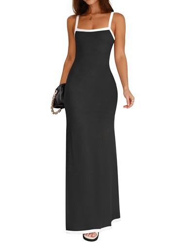 ZESICA Women's Summer Spaghetti Straps Maxi Dress 2024 Sleeveless Square Neck Lightweight Long Be... | Amazon (US)