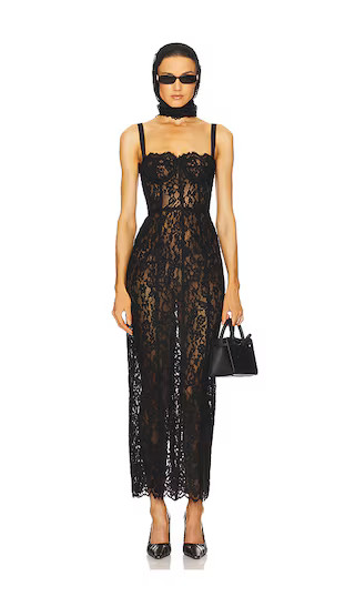 The Lace Column Dress in Black | Revolve Clothing (Global)