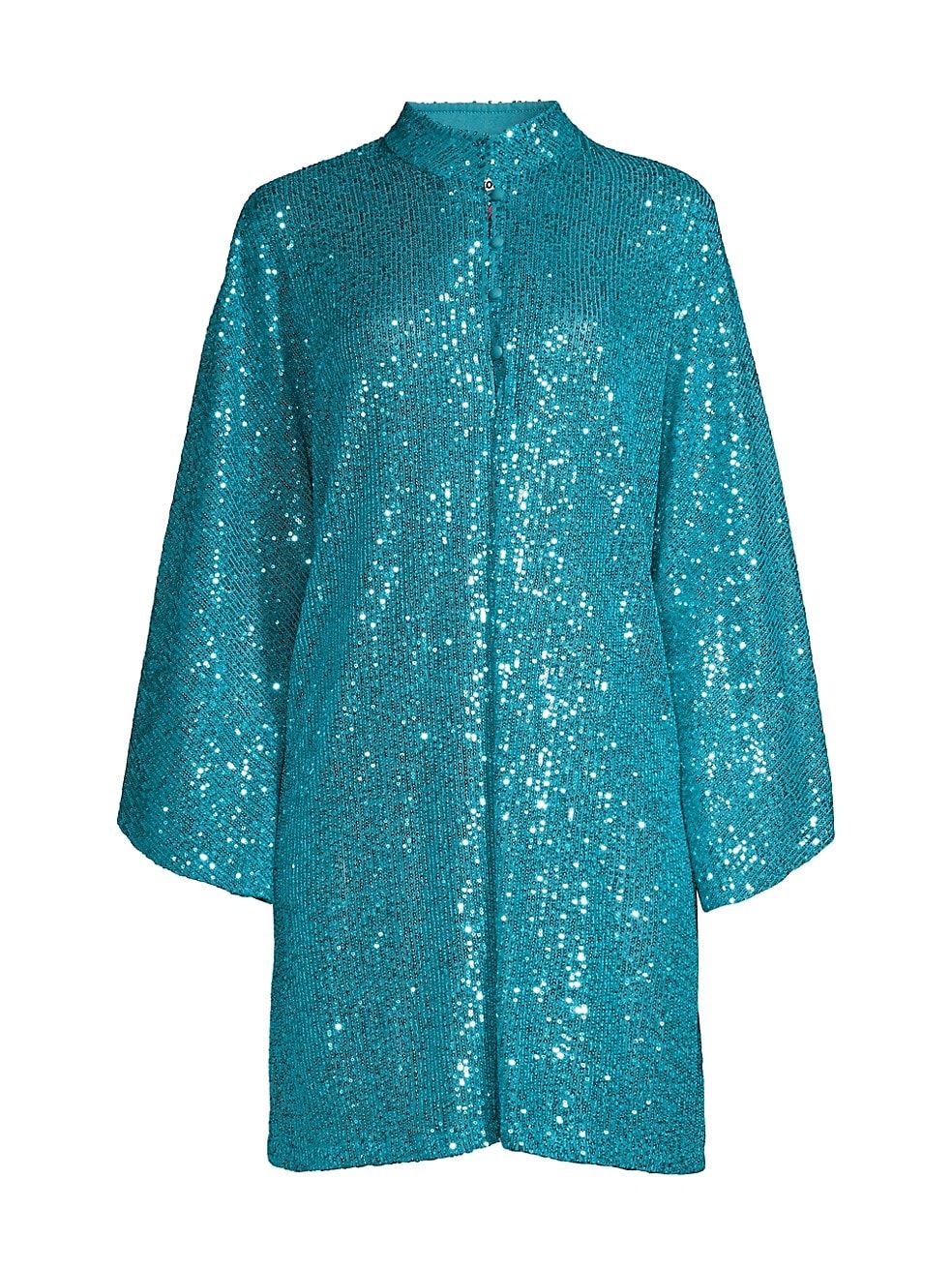 La Vie Style House Turquioise Sequin Mini Caftan | Saks Fifth Avenue