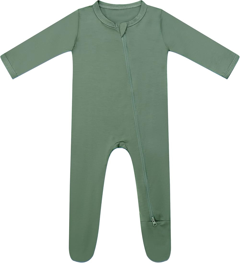HAPIU Bamboo Baby Footed Pajamas 2 Way Zip Front, Sleep 'N Play Footies, 0-24 Months | Amazon (US)