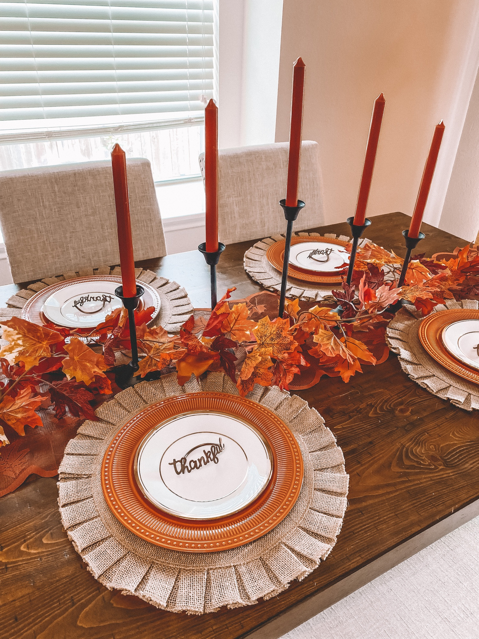 Fall decor // fall home decor // kitchen decor // fall kitchen table // fall dining room table decor // place settings // fall candles // fall home decor 

#LTKunder50 #LTKSeasonal #LTKhome