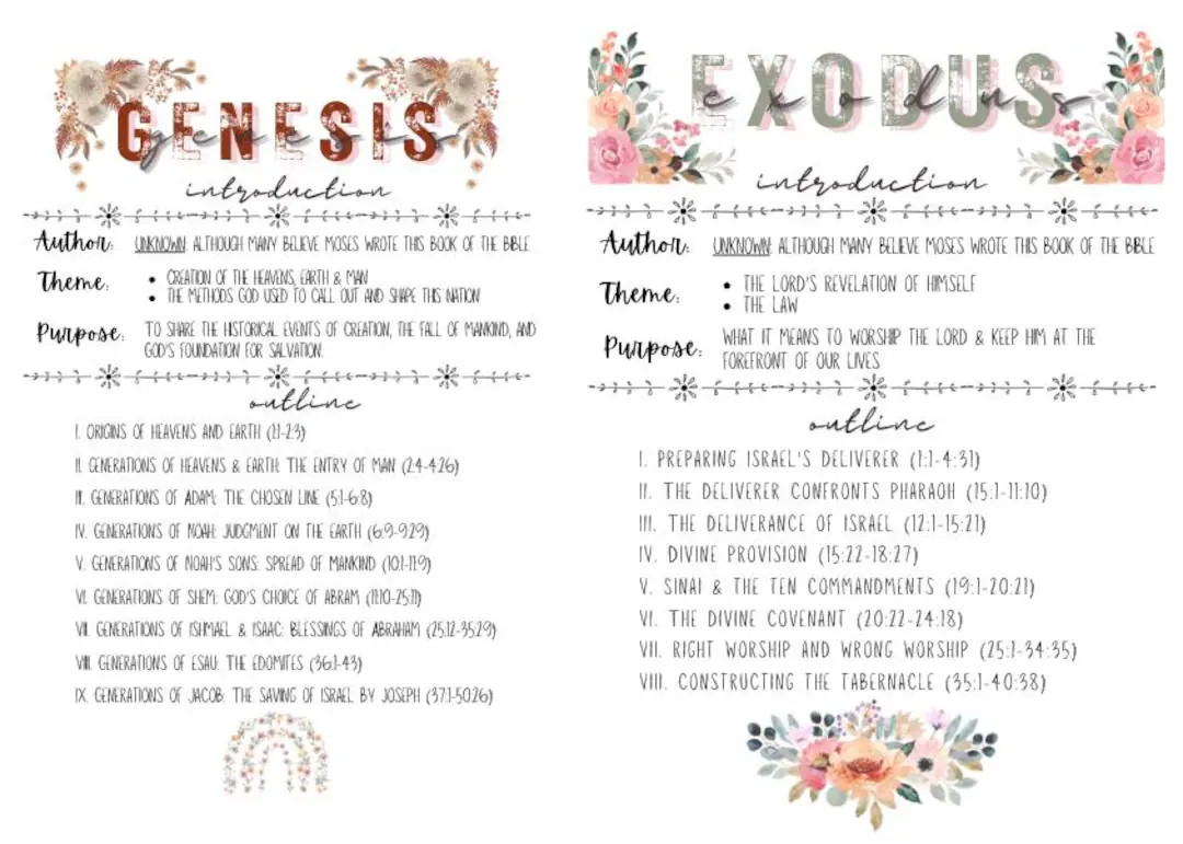 Books of the Bible Cover Page Inserts (33 Pages) - Watercolor Floral - Etsy | Etsy (US)