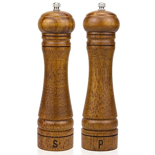 XQXQ Wood Salt and Pepper Mill Set, Pepper Grinders, Salt Shakers with Adjustable Ceramic Rotor- 8 i | Amazon (US)
