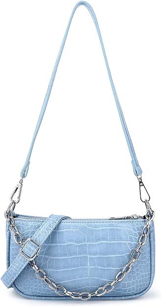 Small Shoulder Chain Clutch Pouch Bag for Women Zipper Closure Faux Leather Handbag with Mini Coi... | Amazon (CA)