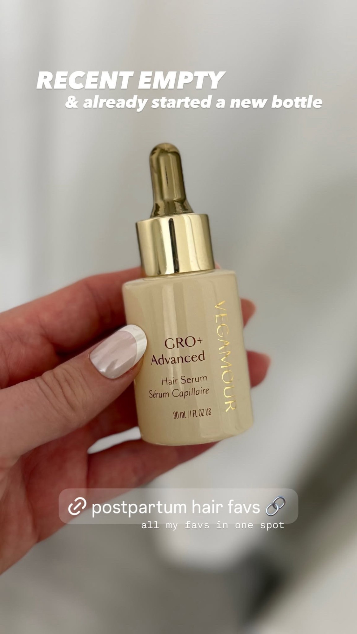 Recently finished the vegamour gro+ advanced hair serum that I love! Starting a new bottle too // hair care / postpartum hair 

#LTKmomlife #LTKselfcare #LTKOver40