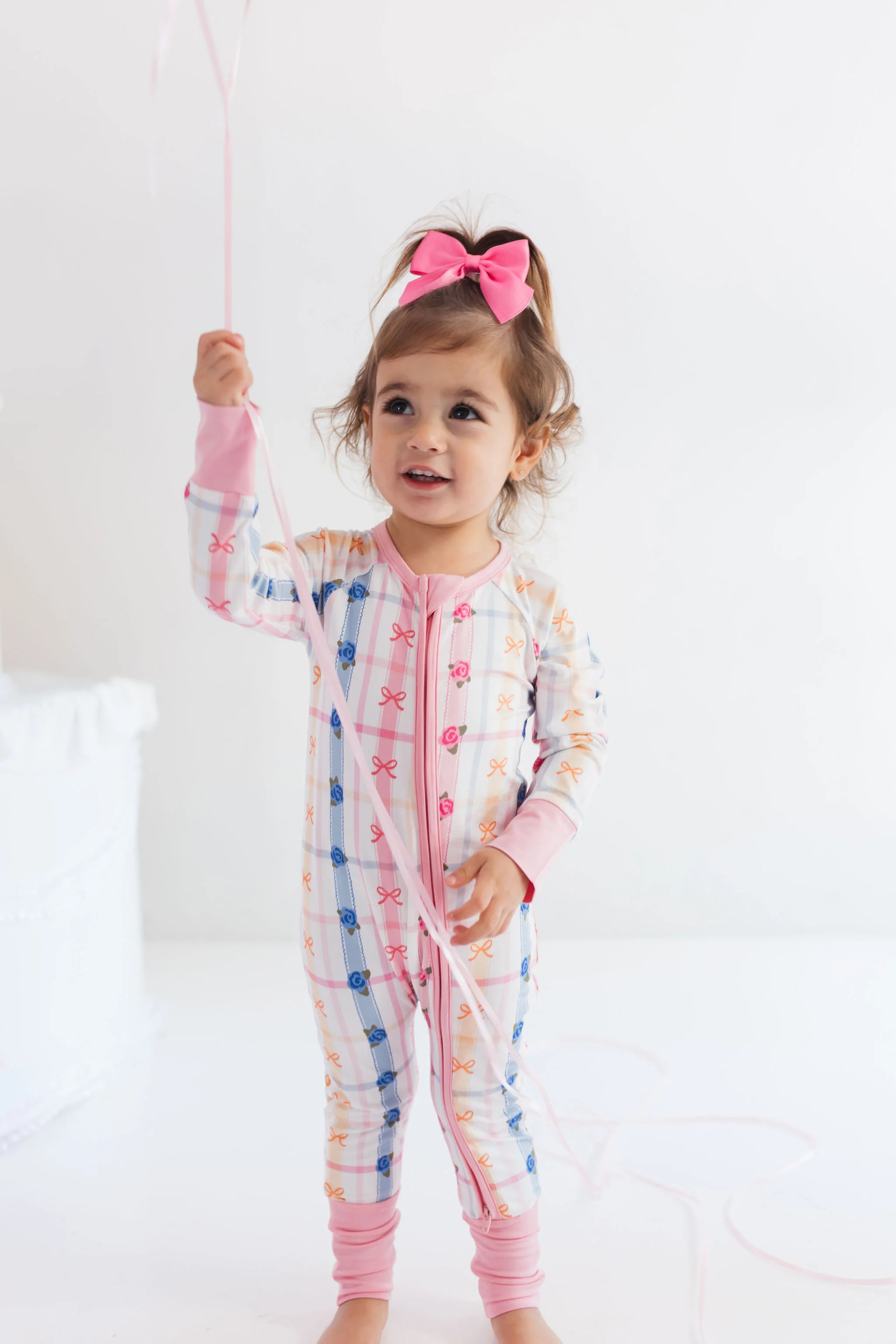 Floral Bow and Plaid Zipper Romper | In My Jammers