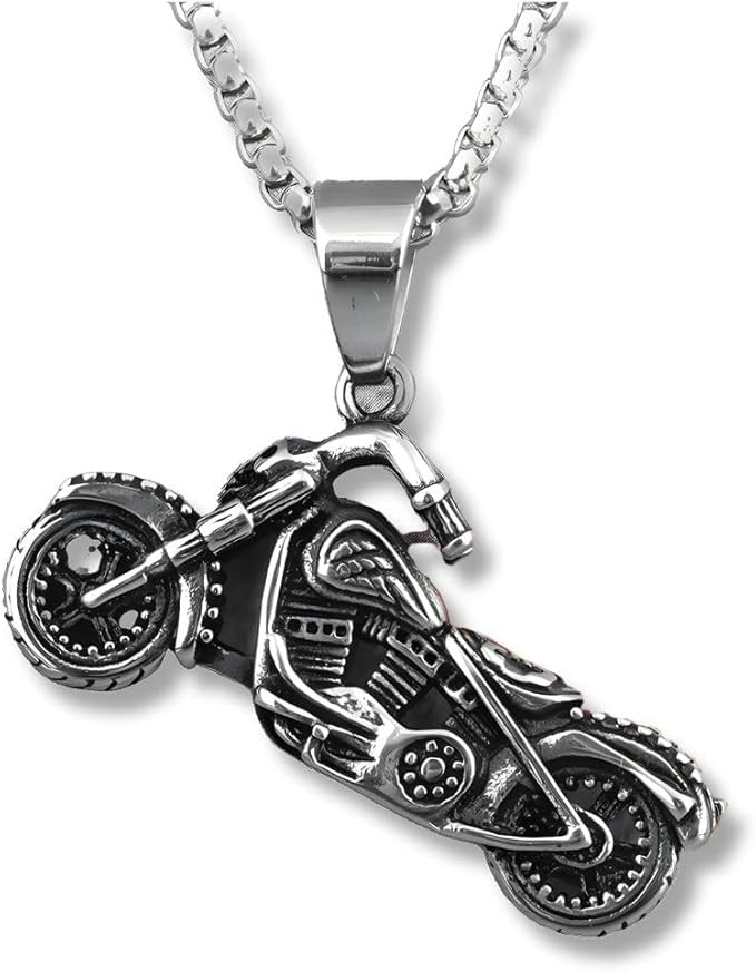Colar Masculino Motociclista em Aço Inox com Pingente "Chopper Fantasma" – Estilo Biker, Resis... | Amazon (BR)