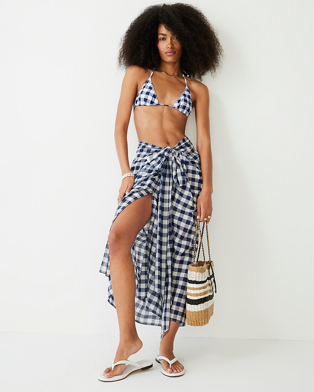 Draped beach sarong in gingham | J. Crew US