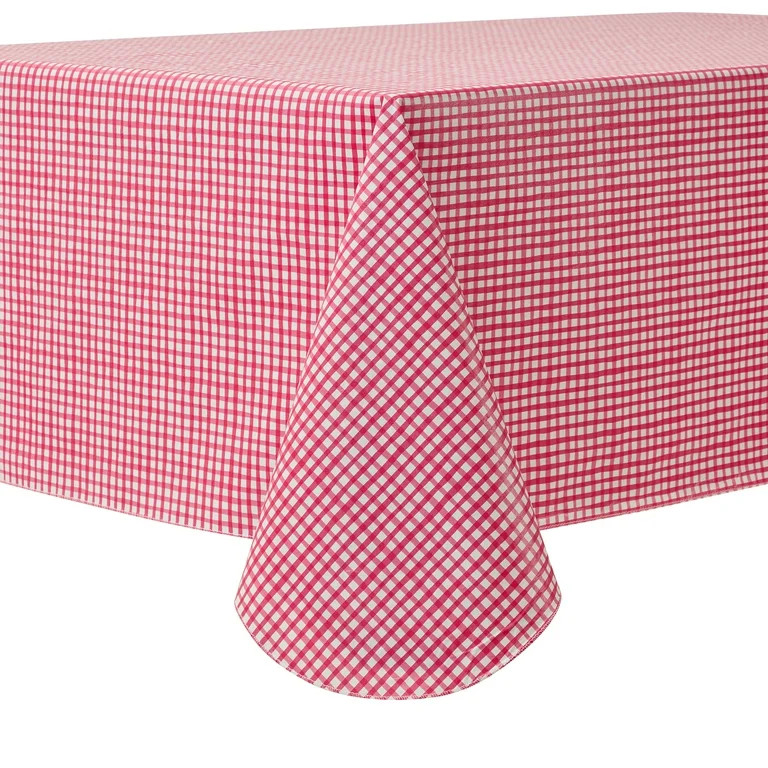 Mainstays Summer Fun PEVA Tablecloth, Indoor & Outdoor for Table 60" x 102" - Red Gingham | Walmart (US)