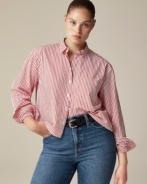 Cropped button-up shirt in Bartram stripe | J. Crew US