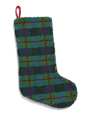 12x20 Christmas Plaid Hooked Stocking | Polyester | Marshalls