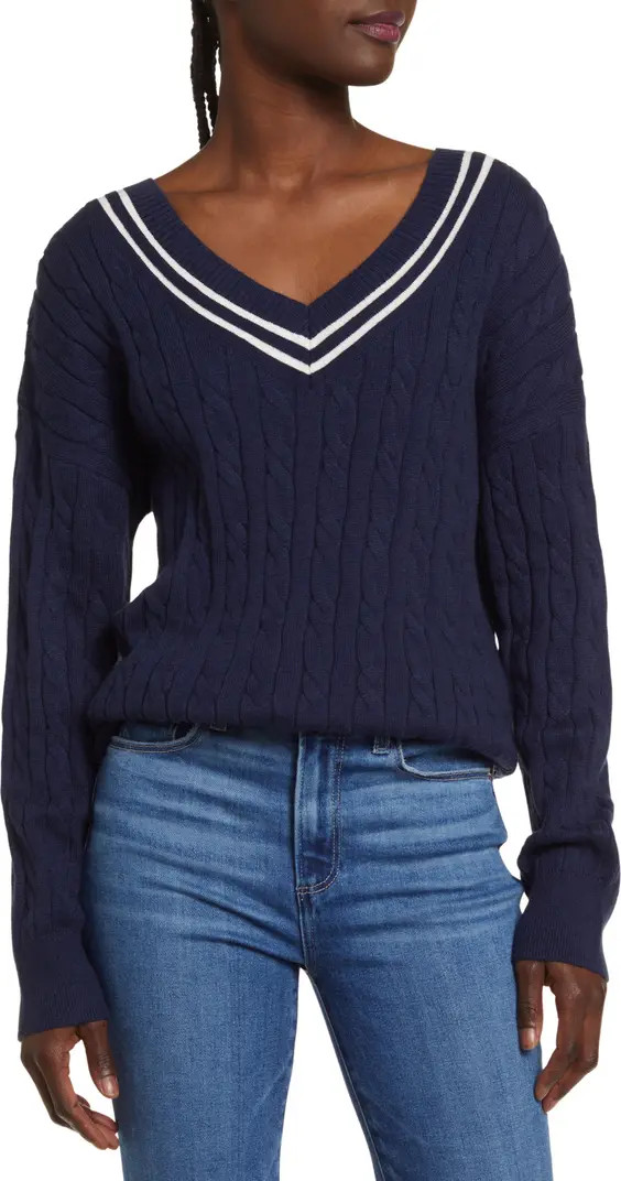 Treasure & Bond Varsity V-Neck Sweater | Nordstrom | Nordstrom