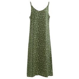 Falling Spotted V-Neck Cami Dress in Green | Chicwish