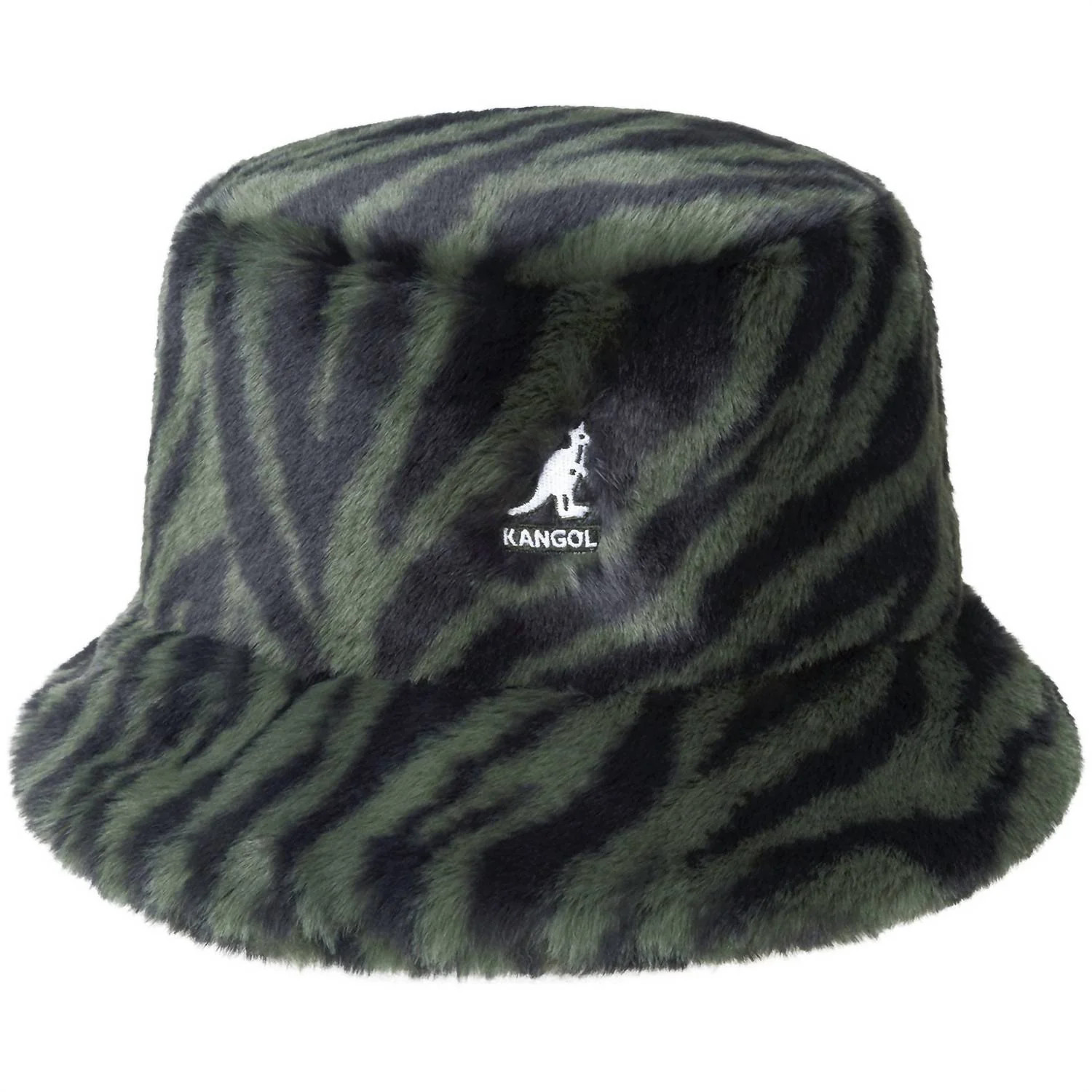 Faux Fur Bucket Hat In Olive Zebra | Shop Simon