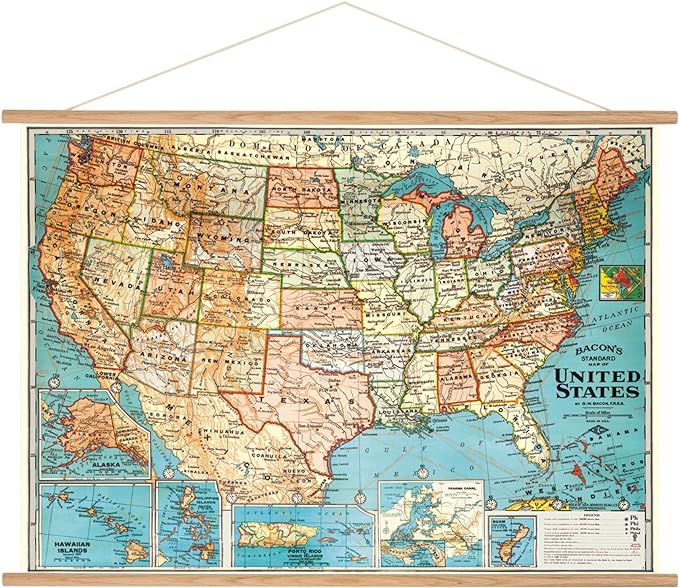 Cavallini Papers & Co. Cavallini Vintage USA Map Hanging Poster | Amazon (US)