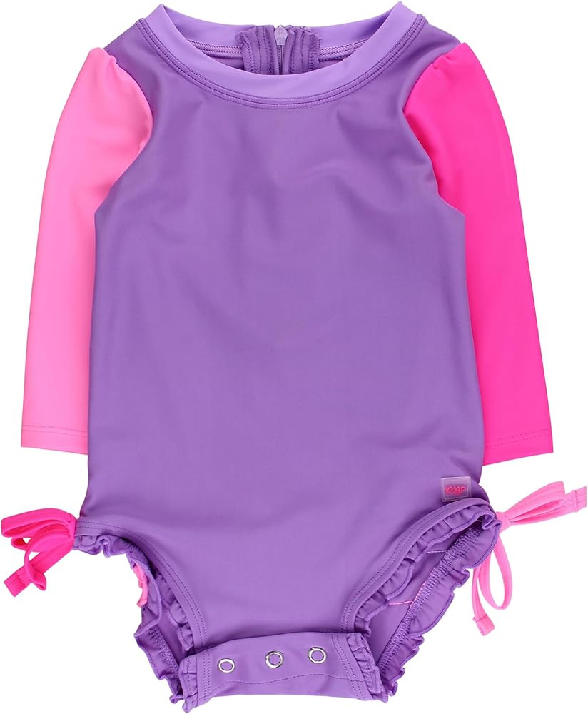 RuffleButts Baby Girls UPF 50+ Sun Protection Floral Printed Long Sleeve One Piece Rash Guard Swi... | Amazon (US)