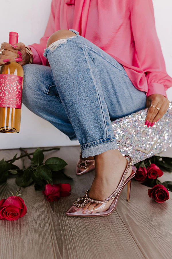 The Anastasia Rhinestone Heel In Pink | Impressions Online Boutique