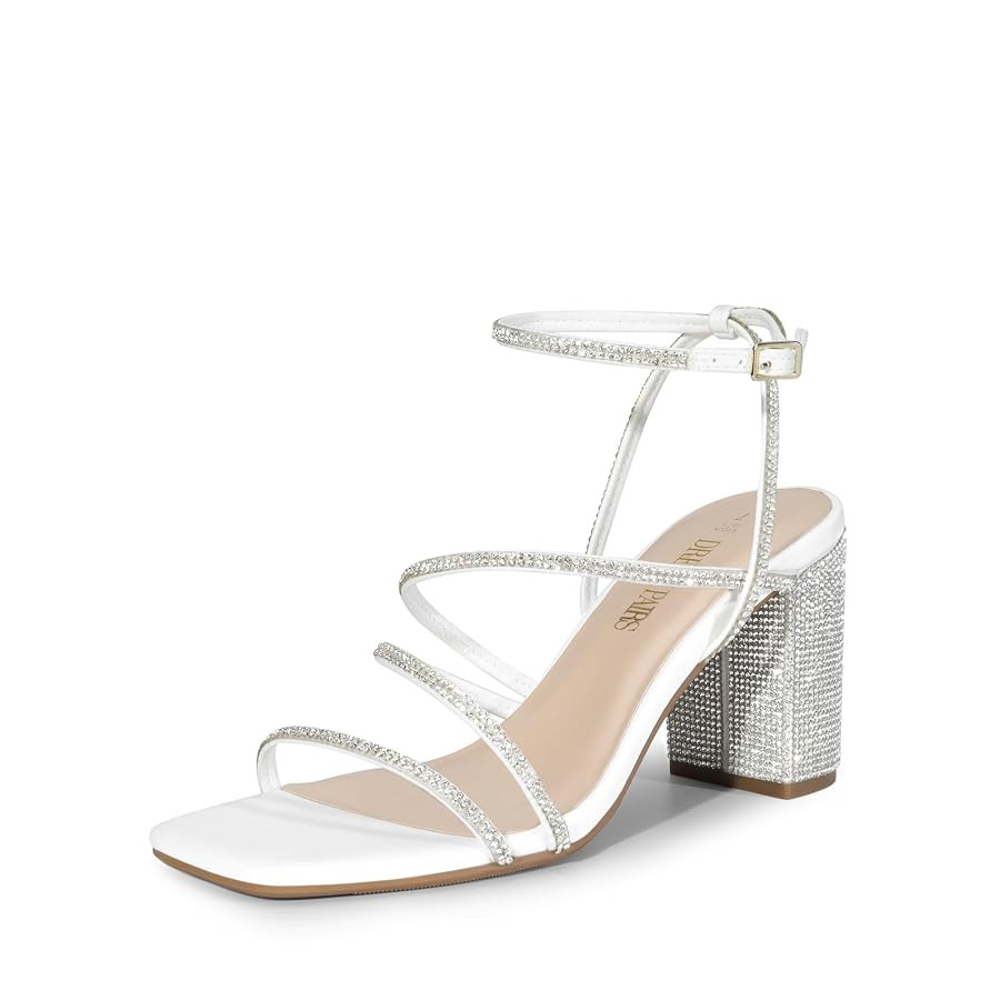 DREAM PAIRS Women's Heels Chunky Block Strappy Square Open Toe Ankle Buckle Heeled Sandals Weddin... | Amazon (US)