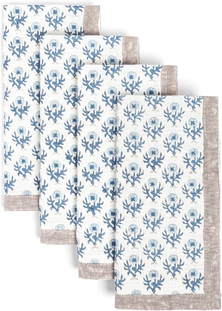over&back Hand-Blocked Printed Cotton Cloth Napkins - Washable Napkins Set for Mixing, Matching, ... | Amazon (US)