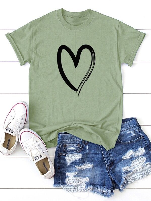 Heart Print Tee | SHEIN