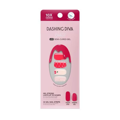 Dashing Diva Limited Edition Glaze Semi-Cured Gel Nail Polish Strips - Cherry Vanilla - 32ct | Target