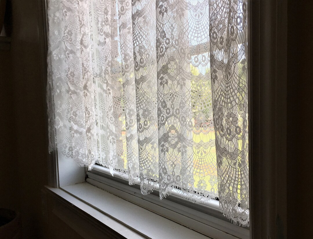 Scalloped Lace Curtains, Custom Lace Curtains, White and Ivory Lace Curtains, Cottage Style Curta... | Etsy (US)