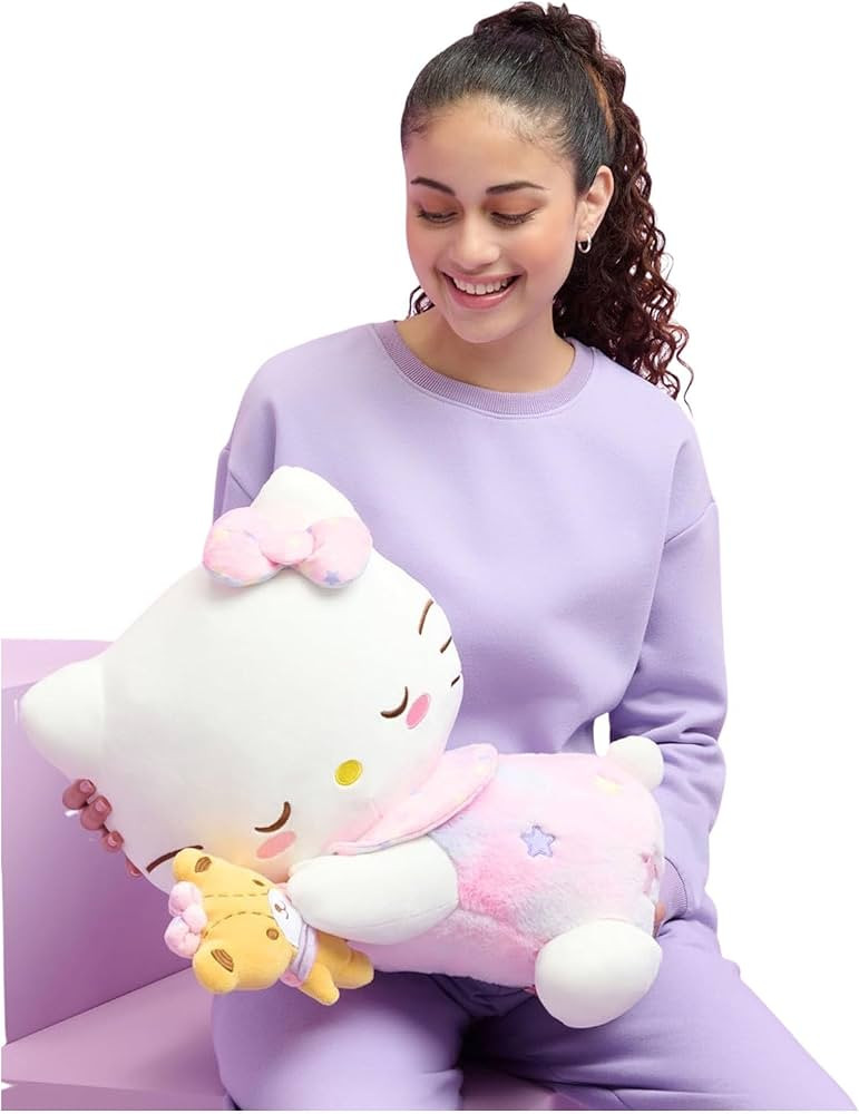 Jazwares Hello Kitty and Friends, Hello Kitty 18-inch Sleeping Plush with Bestie Accessory - Offi... | Amazon (US)