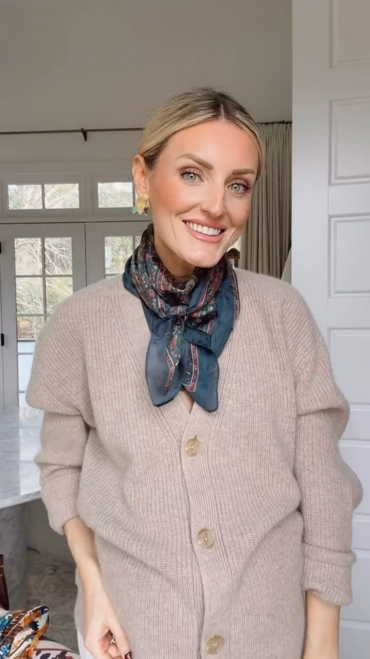 I have been loving silk scarves as a fun accessory to add to my outfits lately! There are SO many ways to style them! Here’s one way you could tie it around your neck! Wearing XS in sweater!

Loverly Grey, cardigan, oversized cardigan, free people, quince, silk scarves, accessories, how to tie scarves 

#LTKSeasonal