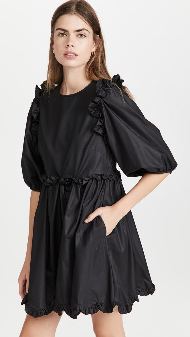 Poplin Scallop Detail Mini Dress | Shopbop