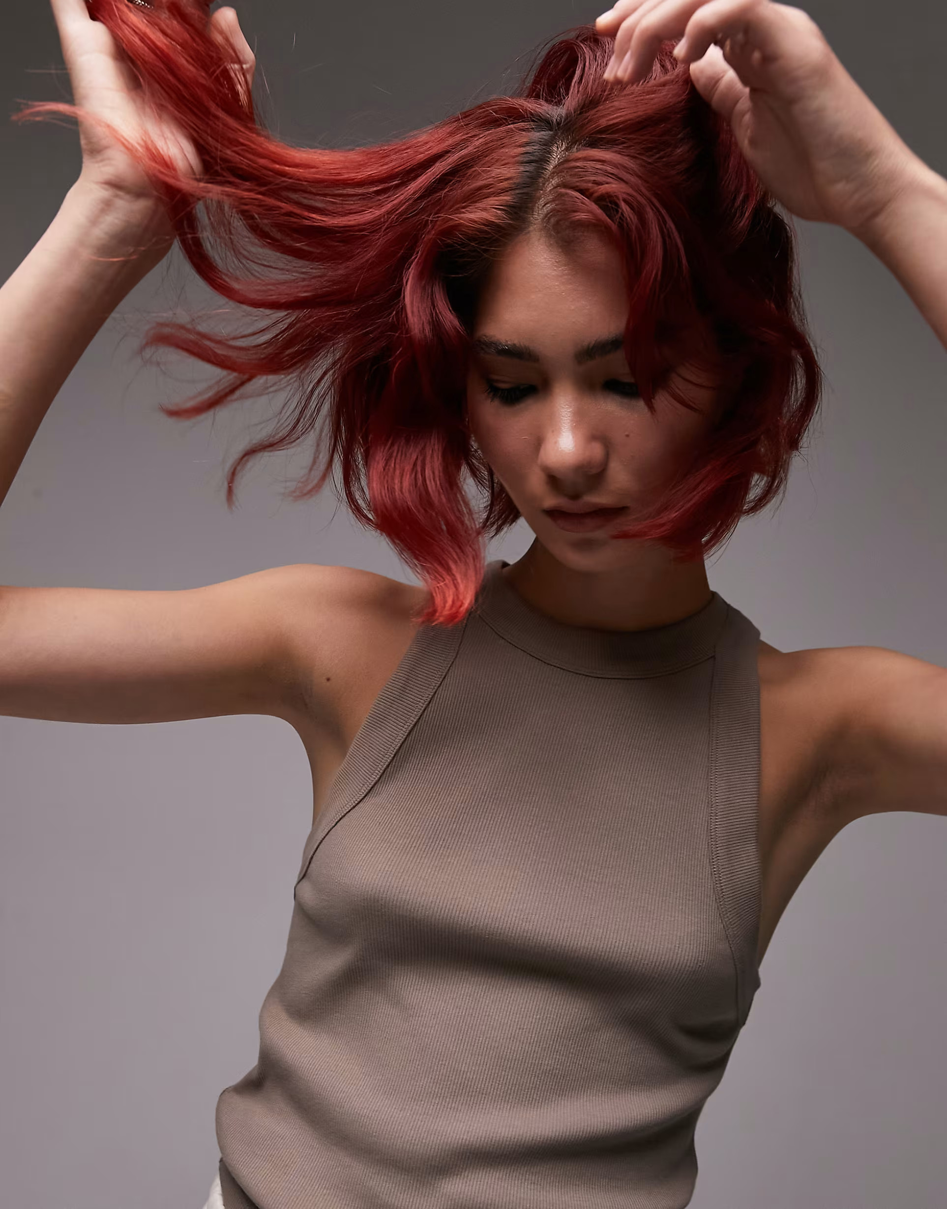 Topshop Tall racer tank top in taupe | ASOS (Global)