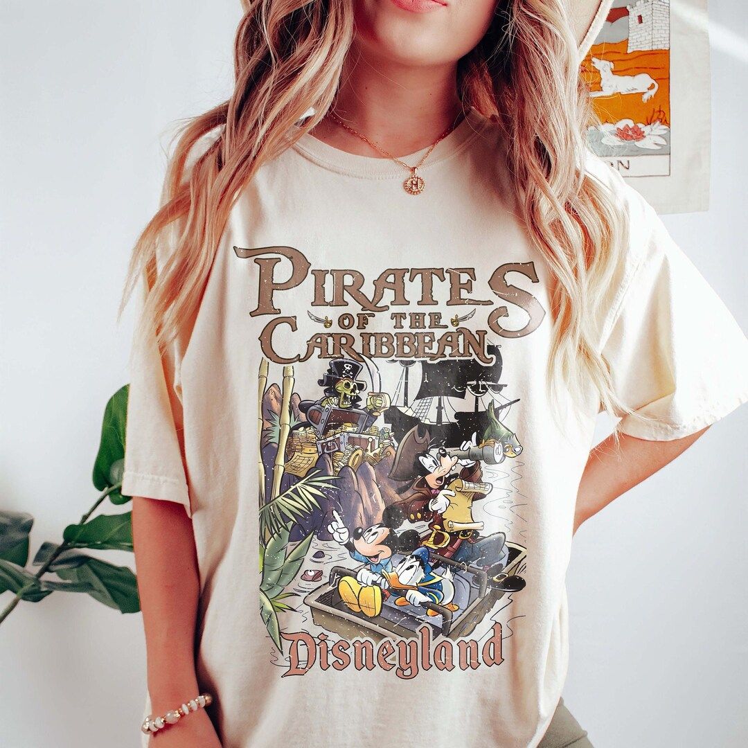 Pirates of the Caribbean Disneyland Shirt, Mickey and Friends Shirt, Retro Mickey Shirt, Disneyla... | Etsy (US)