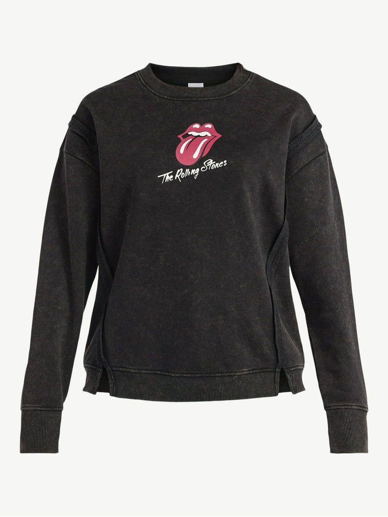 Time and Tru Women's Rolling Stones Tongue Graphic Sweatshirt with Long Sleeves, Sizes XS-XXXL | Walmart (US)