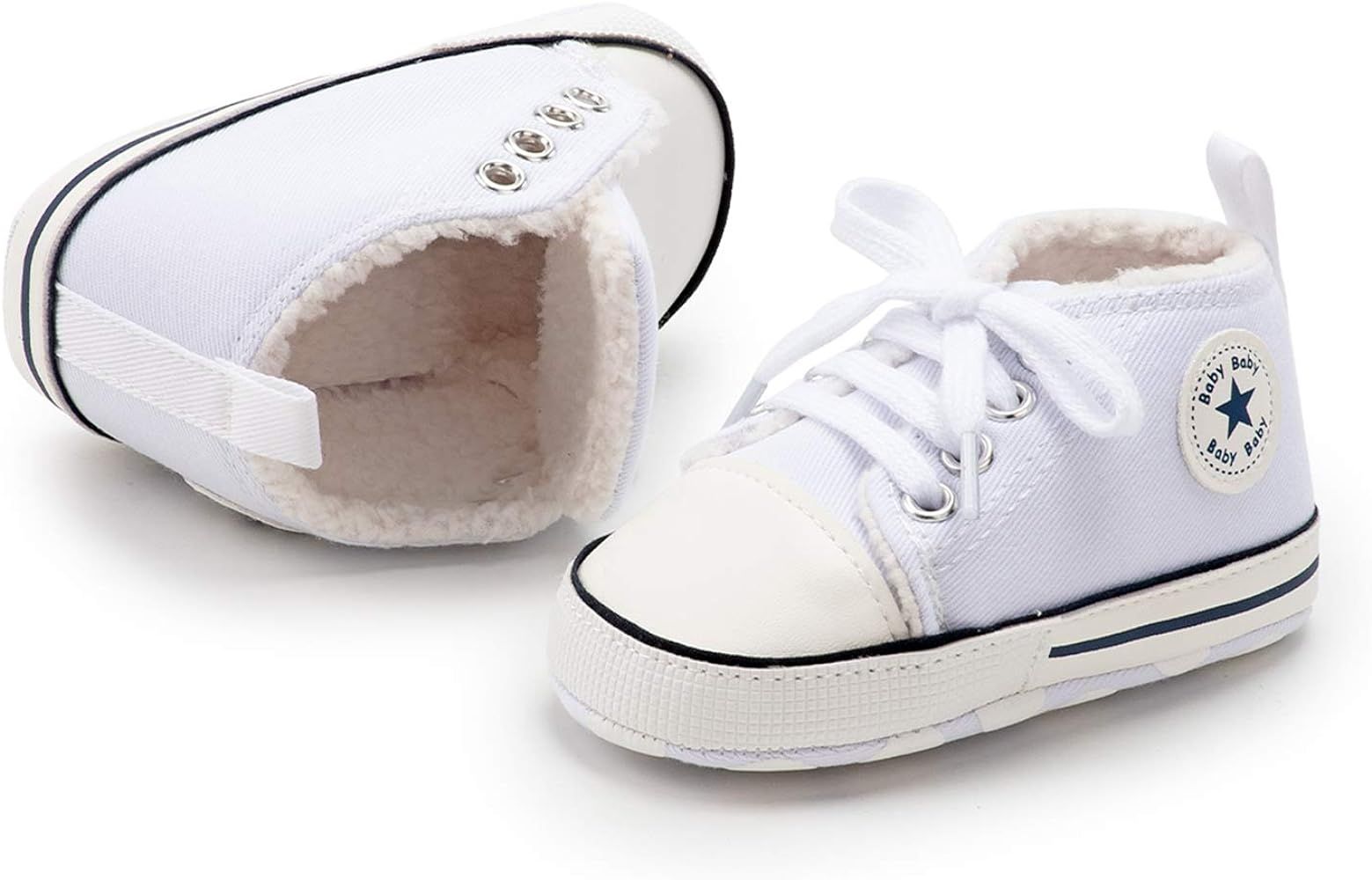 KIDSUN Unisex Baby Boys Girls High Top Sneaker Soft Anti-Slip Sole Newborn Infant First Walkers Canv | Amazon (US)