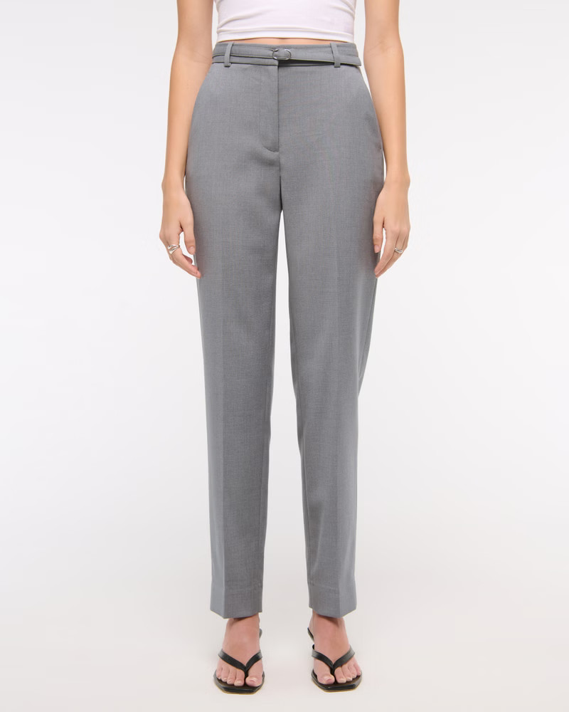 High Rise Belted Ankle Straight Pant | Abercrombie & Fitch (US)