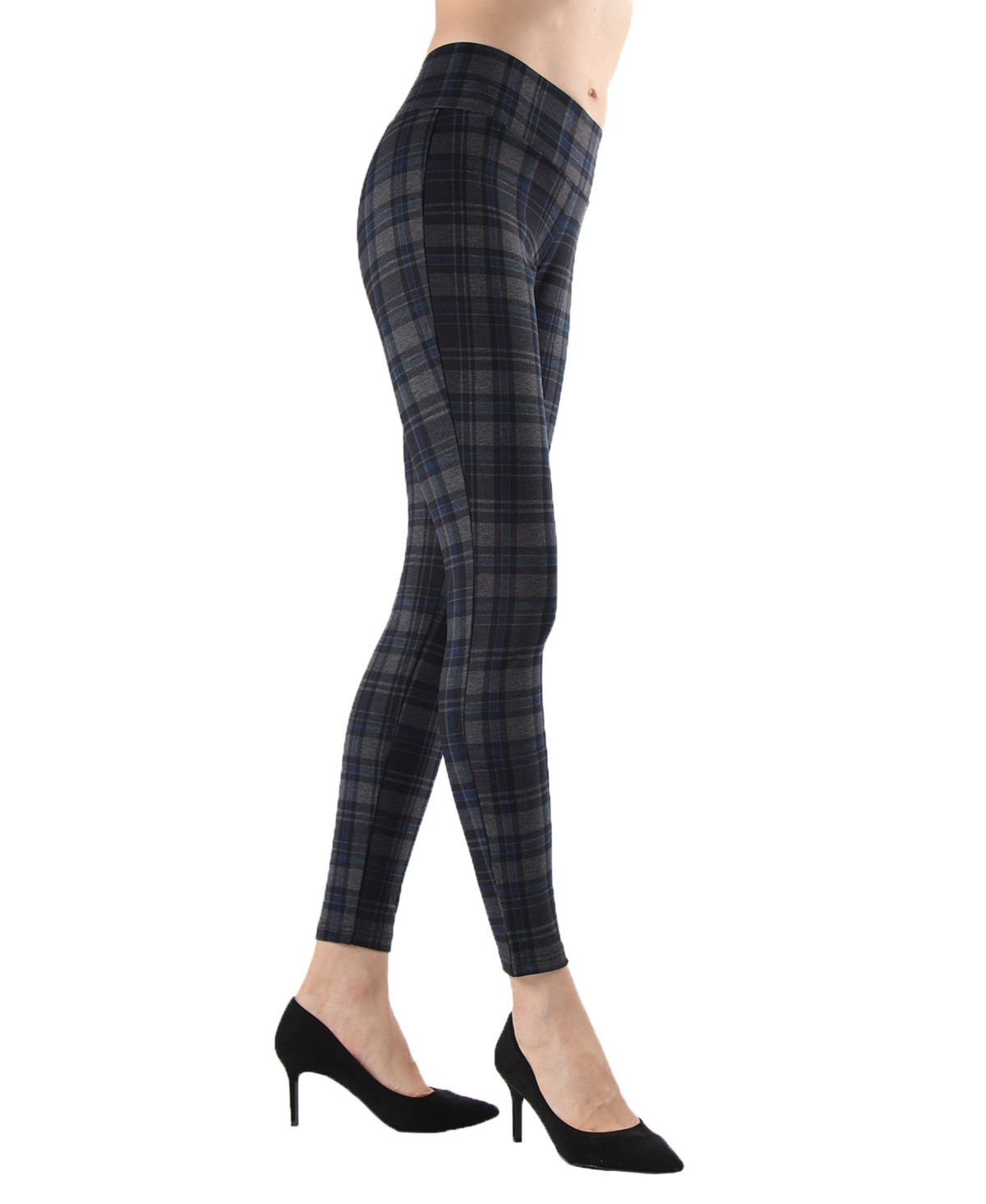 Geo Plaid Shaping Women's Leggings - Navy | Macy's