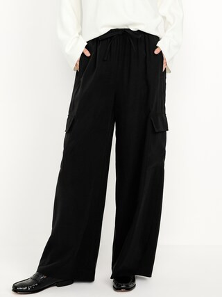 Extra High-Waisted Drapey Cargo Super Wide-Leg Pants | Old Navy (US)