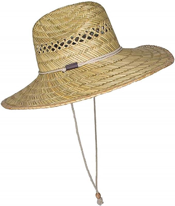 Men's Straw Outback Lifeguard Sun Hat with Chin Cord | Amazon (US)