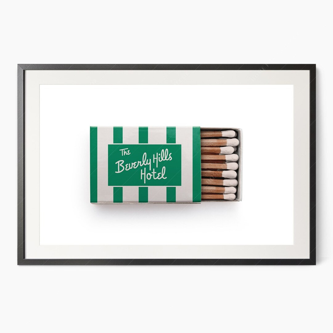 The Beverly Hills Hotel Chic Home Decor Vintage Matchbox Modern Farmhouse Elegant Wall Art Gift I... | Etsy (US)