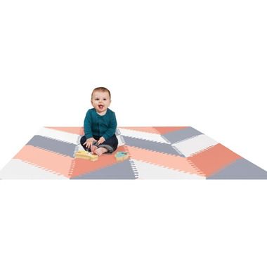 Skip Hop Playspot Geo Foam Tiles Grey and Peach | Well.ca