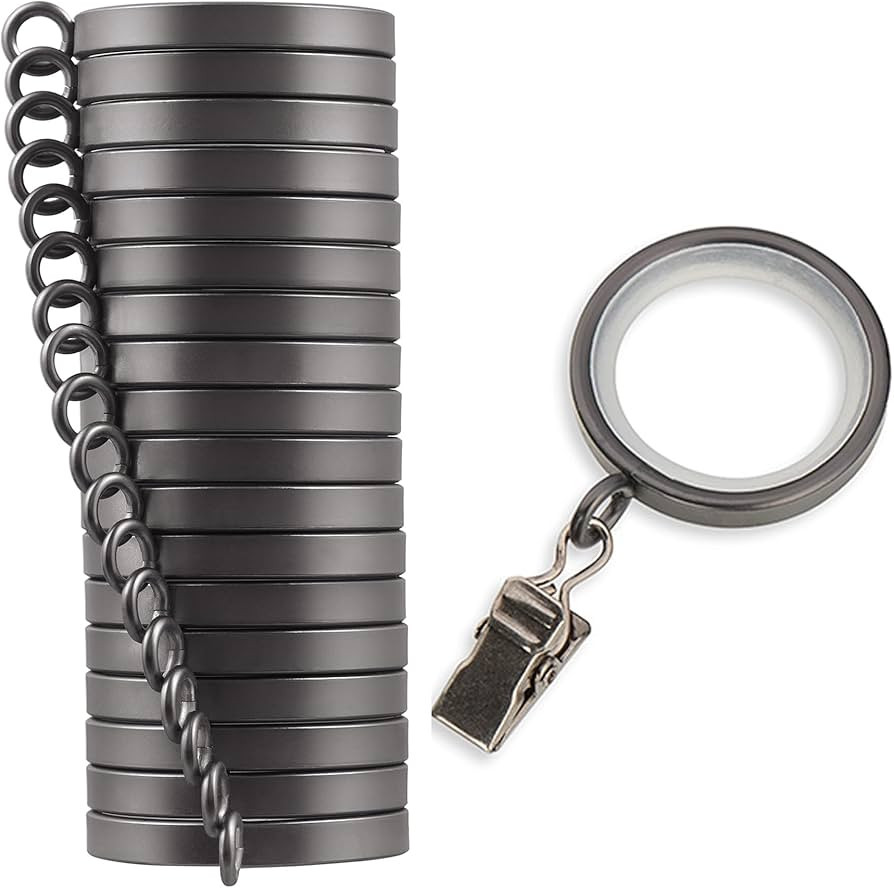 MODE Cambria Designer Series - Premium Easy Glide 18 Count Small Curtain Rings - Metal with Nylon... | Amazon (US)