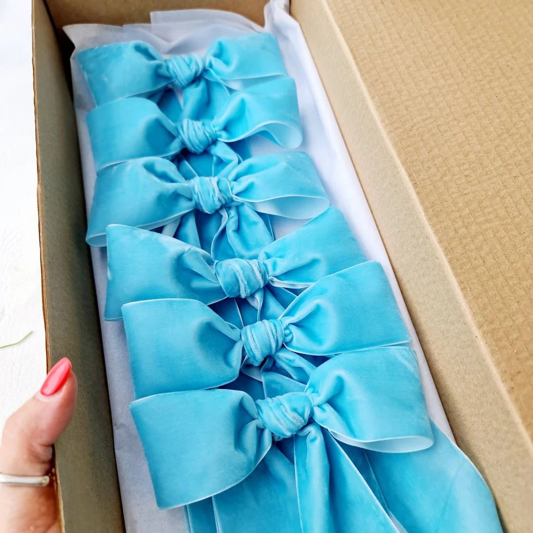 Blue Velvet Bow, Christmas Tree Bows, Hair Bow , Wedding Bow | Etsy (US)