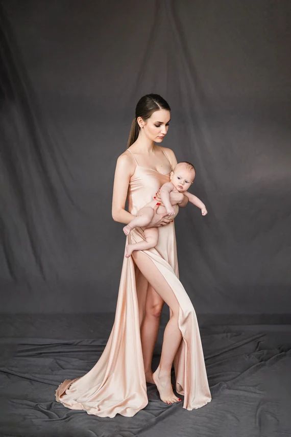 Maternity Satin Slip Dress Long Satin Dress Pregnancy Photo | Etsy | Etsy (US)