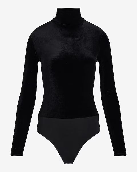 Body Contour Velvet Mock Neck Long Sleeve Bodysuit | Express