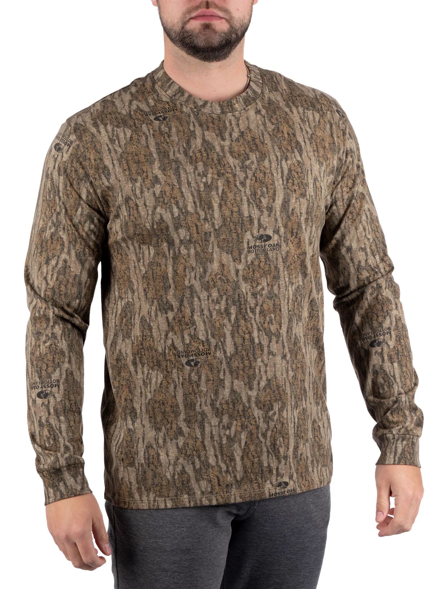 Men's Long Sleeve Camo Tee Scent Control Cotton Shirt by Mossy Oak, Sizes S-3XL | Walmart (US)