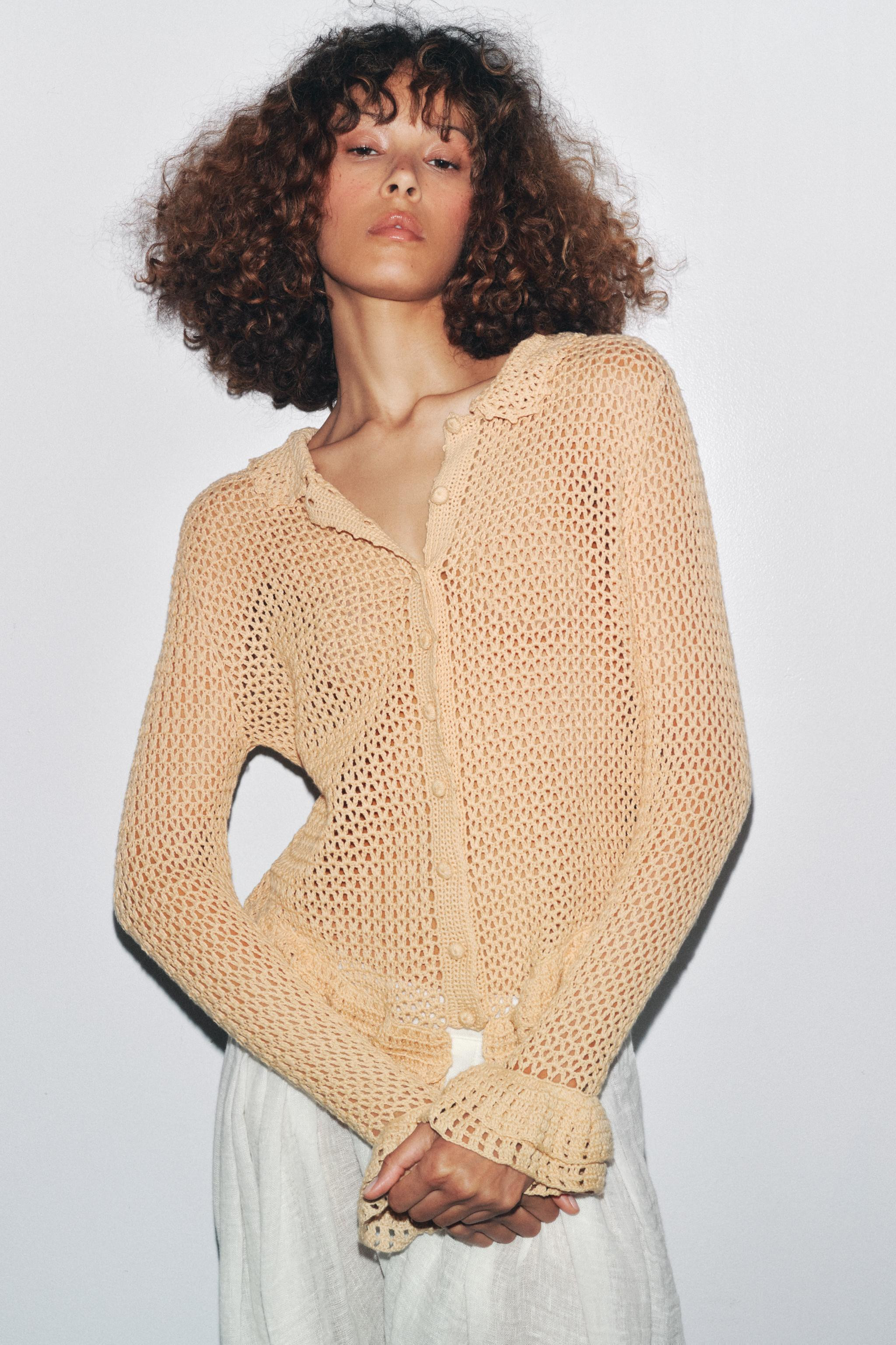 CROCHET KNIT CARDIGAN | Zara US