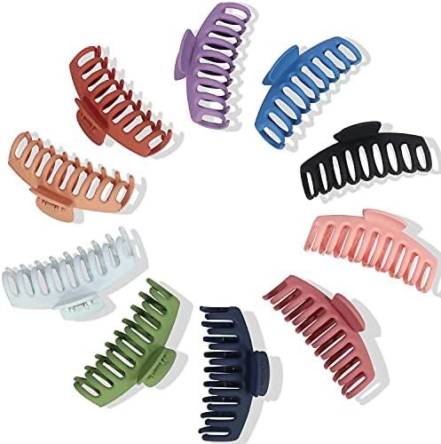 Jumbo Hair Claw Clips,Cehomi Large Matte Strong Hold Non-slip Jaw Hair Clips,10 Pack Hair Barrett... | Amazon (US)